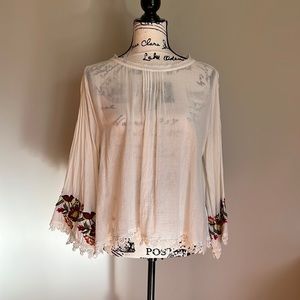 Velvet Long Bell Sleeve Blouse